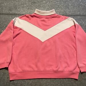 Vintage Pink White Chevron Stripe Sweatshirt Cheetah Mervyns Large Mock Neck Mom